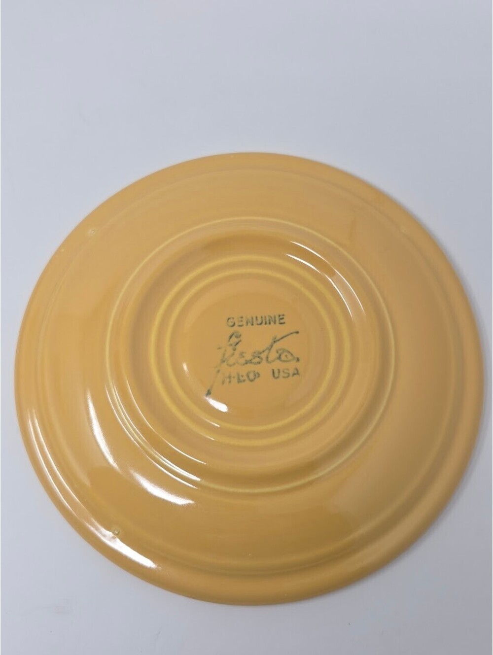 Vintage 1936 Genuine Fiesta HLC USA Yellow Saucer Plate 6 Inch Concentric Rings